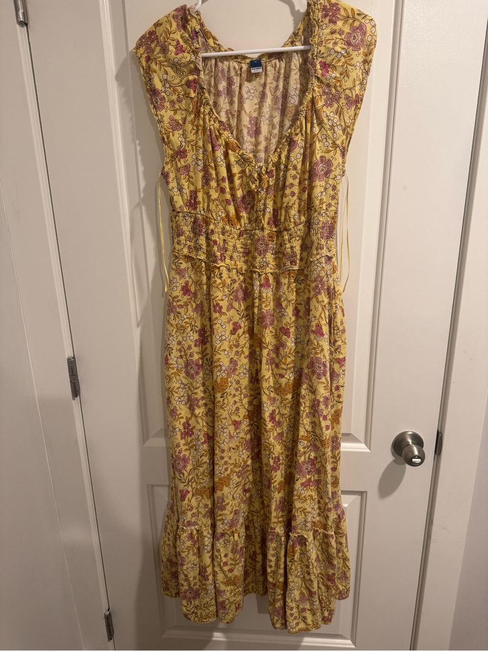 Old Navy Yellow Floral Maxi Dress with Pink Accents